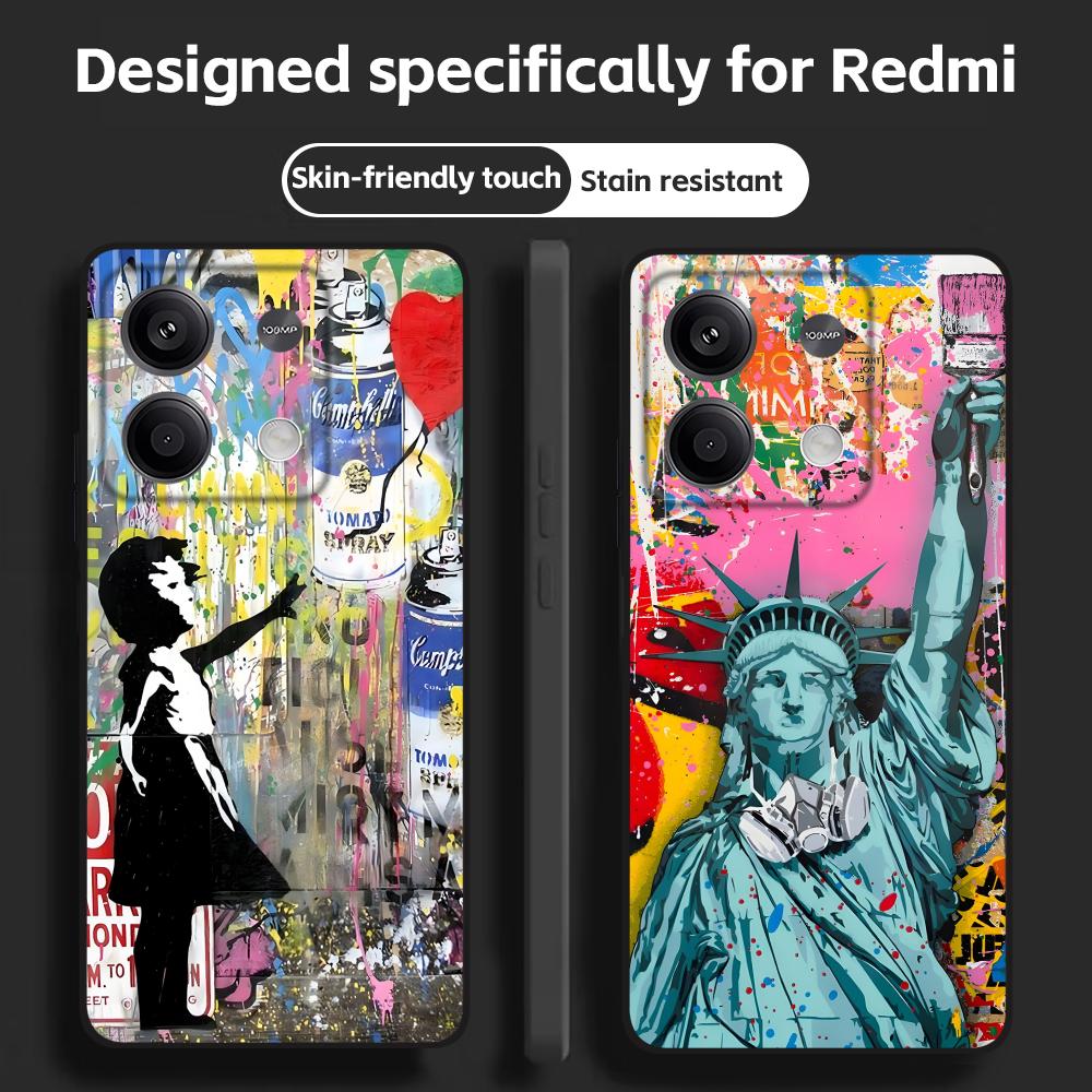 Xiaomi Redmi Note 13 - بانكسي الكتابة على الجدران الفن جراب