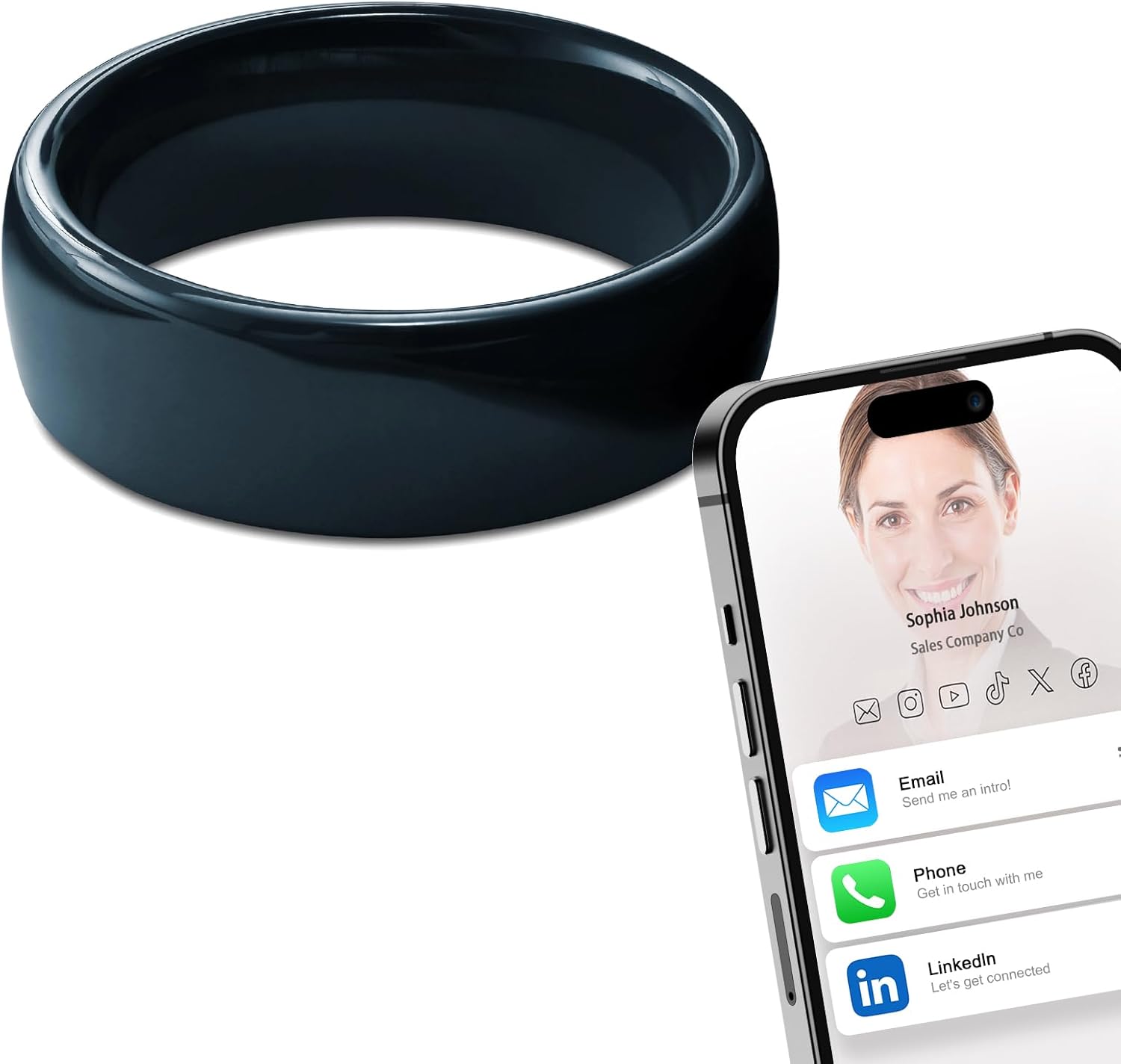 Smart Ring Nfc Pay - حلقة ذكية من السيراميك بالكامل Ntag215