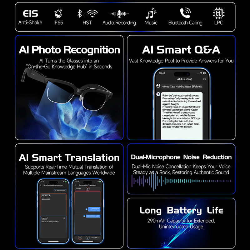 نظارات ذكية W630 HeyCyan مع خا - مراجعة Smart Glasses Lens وسعره
